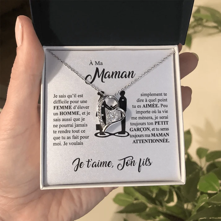 À ma Maman - Je t’aime - Collier Cœur