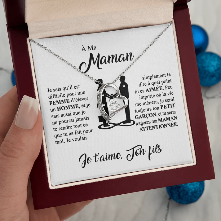 À ma Maman - Je t’aime - Collier Cœur