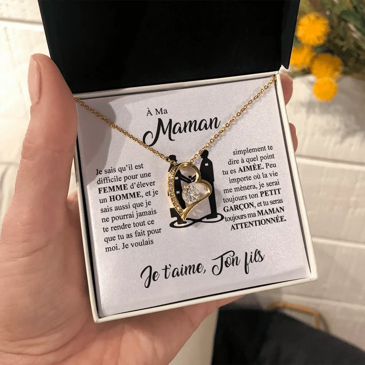 À ma Maman - Je t’aime - Collier Cœur