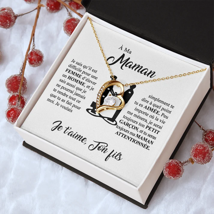 À ma Maman - Je t’aime - Collier Cœur