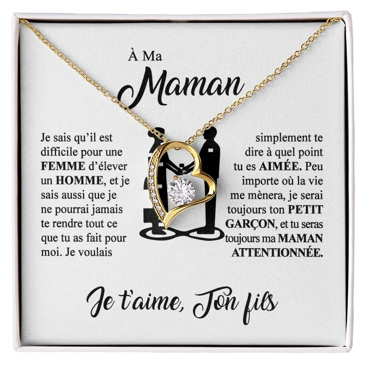 À ma Maman - Je t’aime - Collier Cœur